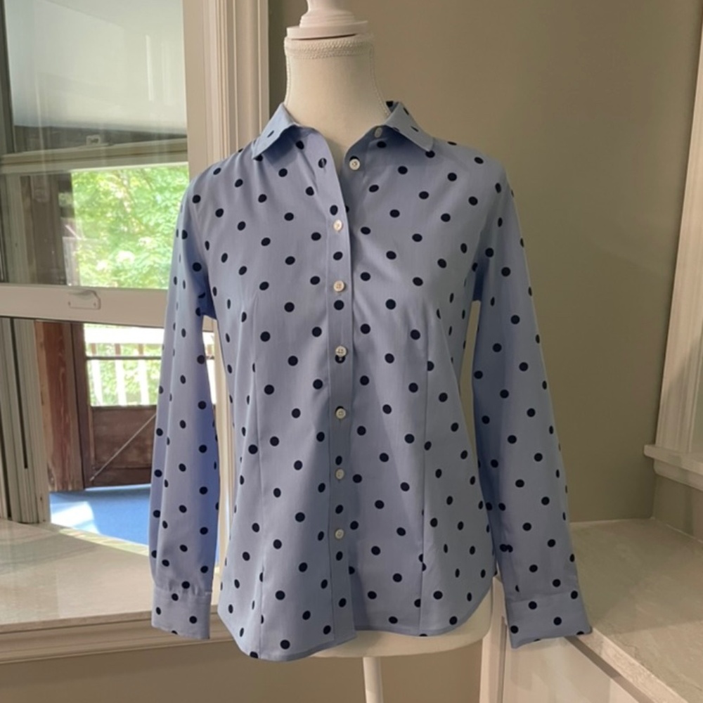 NWT Talbots 2P Blue Non-Iron Button Shirt